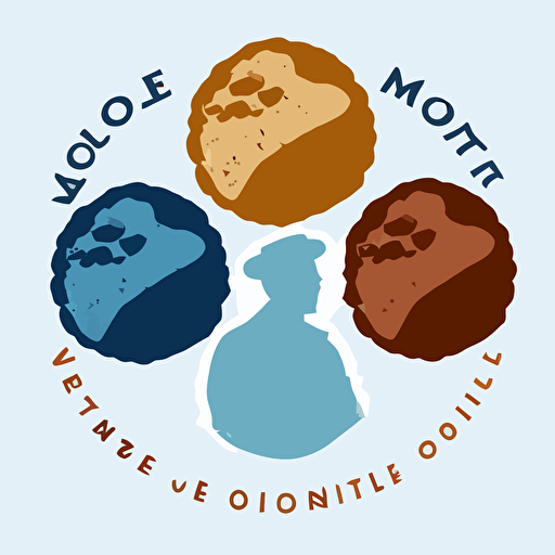 vector logo featuring sillhouette of baked goods, 5 colours, elegant, in the style of claude monet against a white background