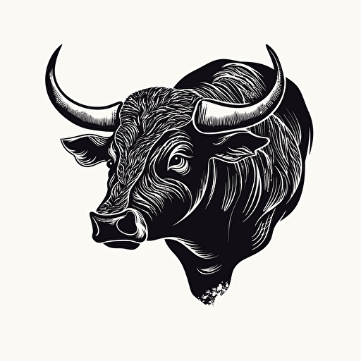 Sardo bull, side view, simple vector, black and white color, illustrator