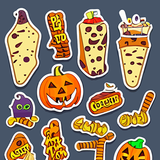 collection halloween food candies sticker andromorphic colorful illustration highly detailed simple smooth clean vector curves jagged lines vector art smooth