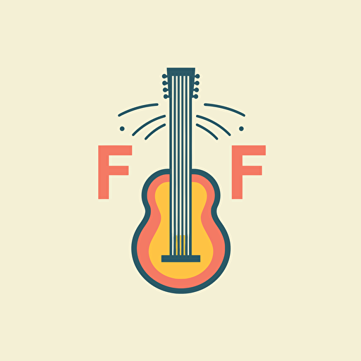 minimal line logo of guitar headstock , vector, flat, dribble, behance, pinterest, award winner, letter "F"