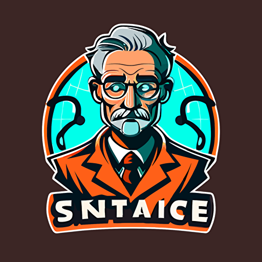a mascot logo of a scientist, simple, vector