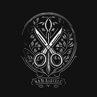medieval scissors logo clean vector design black and white minimalistic