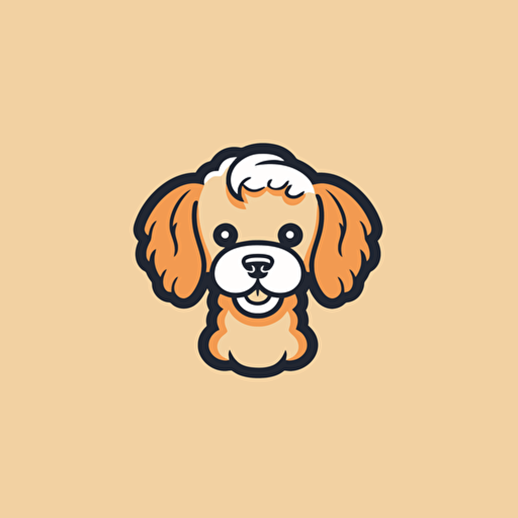 A vector logo of a cute poodle for a dog grooming business, simple, memorable, chibi, classy