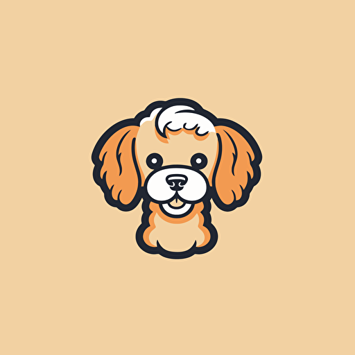 A vector logo of a cute poodle for a dog grooming business, simple, memorable, chibi, classy