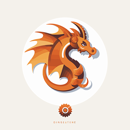 flat design, mechanical dragon logo, simple design. vector design