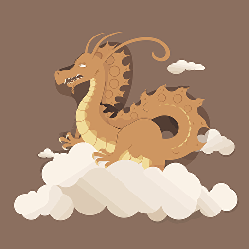 flat design, bronze dragon with clouds of mist in front of him, simple design. vector design