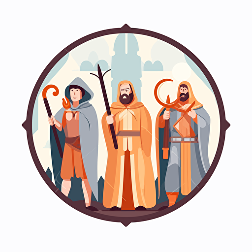 2d vector icon. holy hunters searching for glory. white background