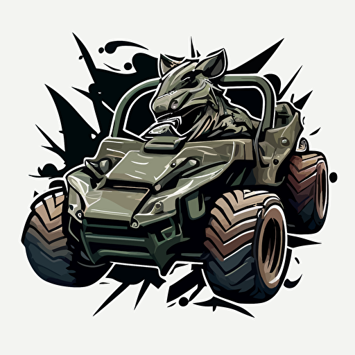warthog, camo, go-kart, vector logo, vector art, emblem, simple, cartoon, 2d