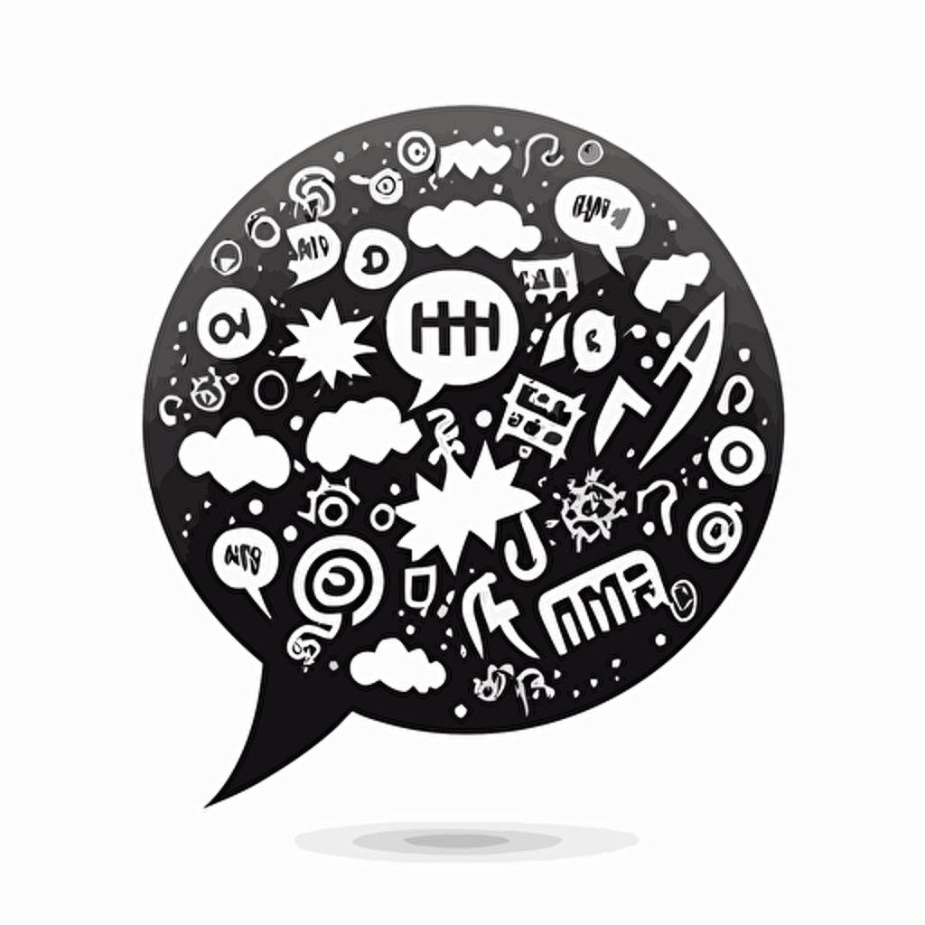 small speech balloon filled with runic symbols, indicating mental confusion, black and white, vector, flat, svg, dnd style