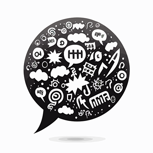 small speech balloon filled with runic symbols, indicating mental confusion, black and white, vector, flat, svg, dnd style