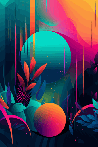 modern, vector, bright contrasting colors