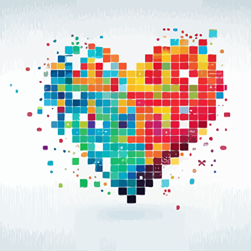 The "PixelPulse" logo features a modern, minimal design that incorporates a stylized, geometric heart made up of pixel-like squares. The vibrant color palette creates a dynamic and eye-catching appearance, reflecting the lively energy of games and apps. Designed as vector art and set against a clean white background, the logo represents the perfect blend of technology, creativity, and entertainment.
