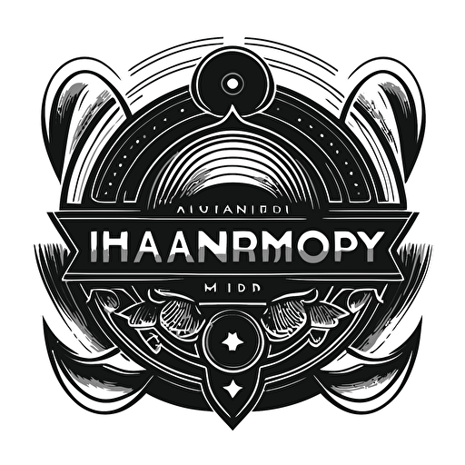 iconic logo of harmony, retro pictorial, black vector on a white background