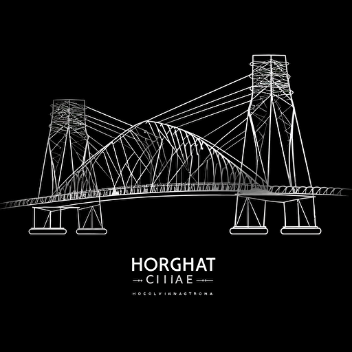 minimalist, modern logo for howrah bridge of kolkatta in white vector ,black background style