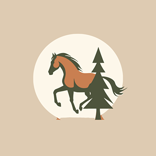 the horse is out of the woods logo. vector illustration, minimalism natural colors