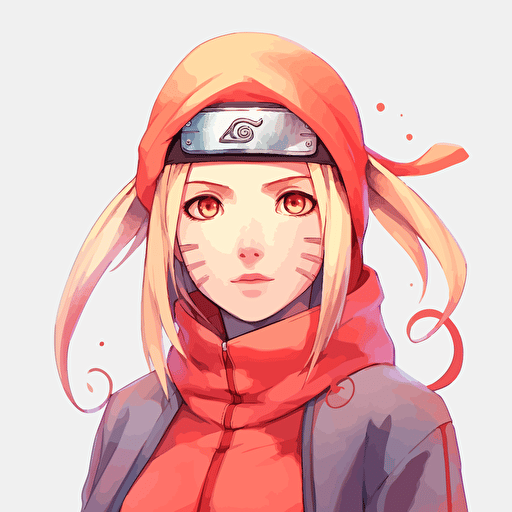 women manga, style naruto, vectoriel, light red v 5