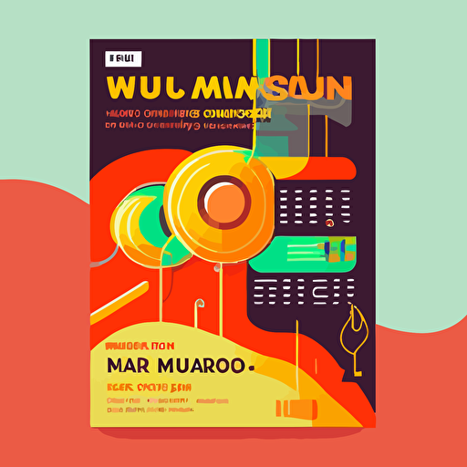 A poster about the music composition workshop. It needs to be in line with the style that young people like, and the colors are bright and eye-catching. The title of the poster is: RUAN RECORDS MAY WORKSHOP. Flat vector illustration, scale 3:4