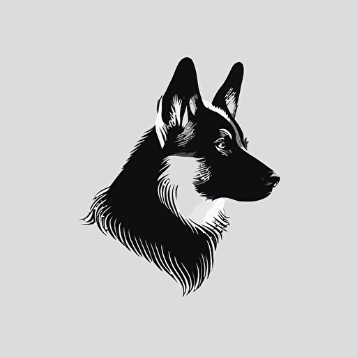 simple minimalistic iconic logo of a German shepherd dog. black vector on white background. v5