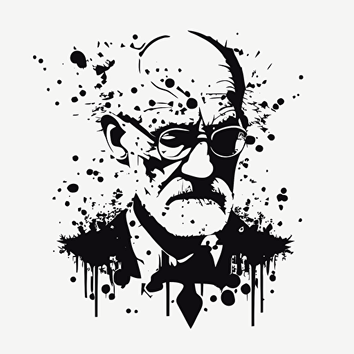 sigmund freud black and white vector style, white background