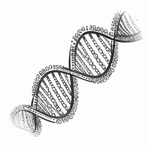 simple DNA outline drawing, vector image, white background
