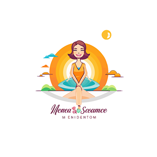 Create a happy balanced succesful catchy logo illustration for a company directed to mompreneurs, directed to women age 35 and above who are not familiar with artificial intelligence but are eager to run a business and be succesful and happy and balanced, have little time to do many things, powerful, vibrant colors related to being succesful and updated,, use a flat vector logo of a geometric figure, blue purple orange gradient, simple minimal, v 5.1