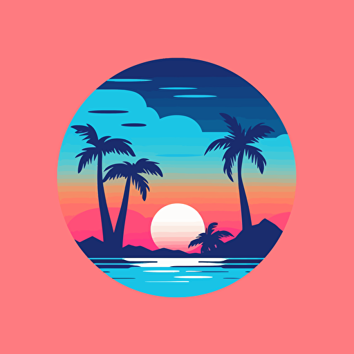 create a vector logo, inspired in the island of bermuda. Give it a tropical island vibe. Has to be minimalistic, no details. Use color pallette blue and pink.