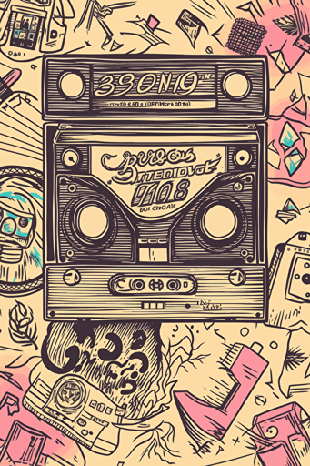 vector Hand drawn nostalgic 90's birthday invitation