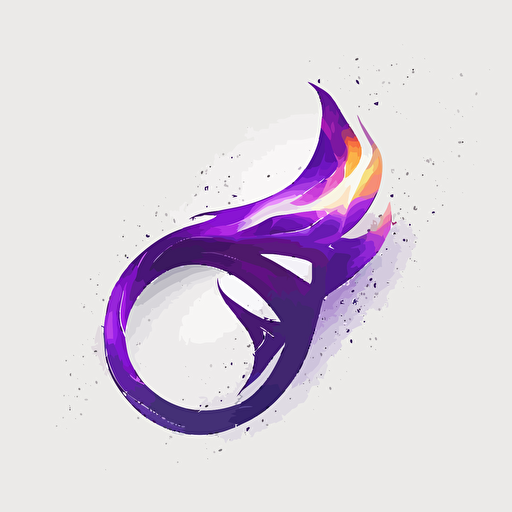 minimalist, logo, infinity symbol on fire, clean, white background, purple, vector, no shadows