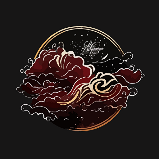 logo, minimalist, vectorized, red and black colors, print layer , delicacy, elegant, magic, clouds