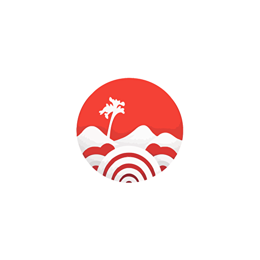japanese style logo, simple vector shapes, colors red and white
