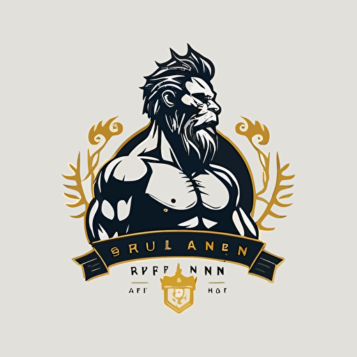 minimalistic vector logo of royal man lion doing fitness