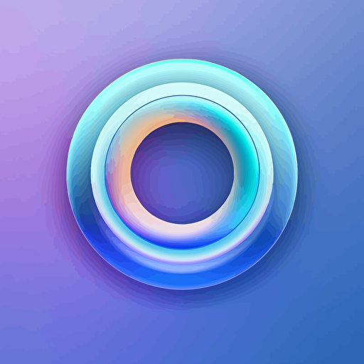 concept art of minimialistic circular vector logo with 3 rotating rings within, bright with slight bluetint, soothing background.