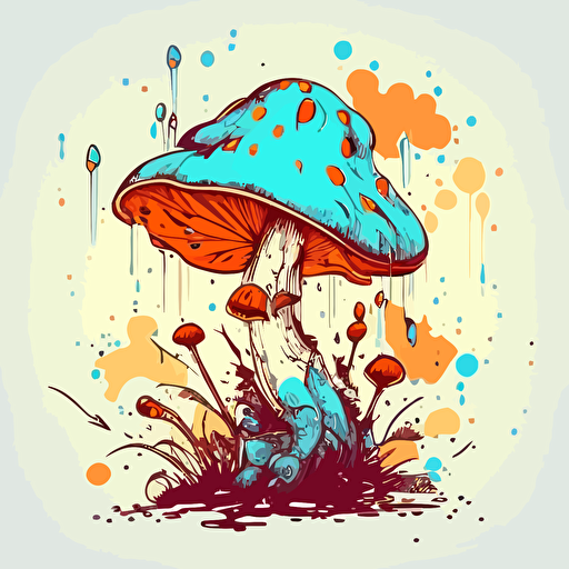 mushroom, handdrawn vector, bright color tones, isolated background