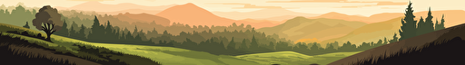 beautiful contryside landscape, vector art, 2D