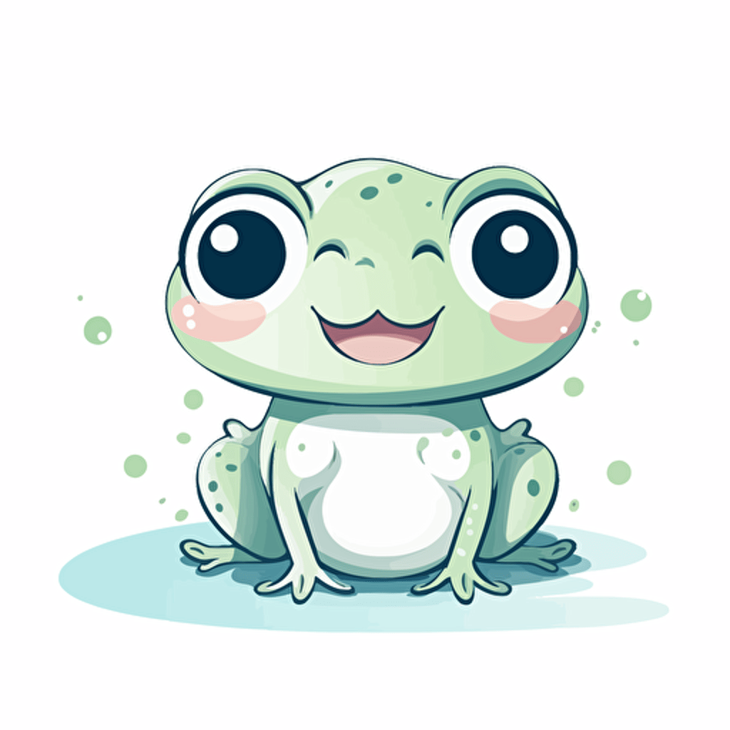 cute illustration of colorful cute happy frog, vector, contour, white and easy to separate background