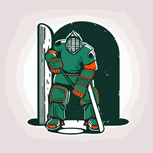 hockey goalkeeper stand in the gate minimalist vector mascot style