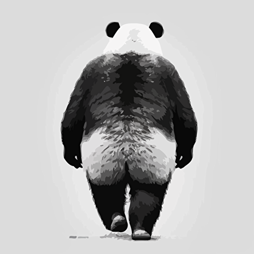 a panda from behind black and white vector logomark minimal