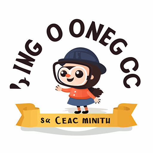 Logo design, Monic's English class, flattened, cartoon, 2D, vector, concise, white background