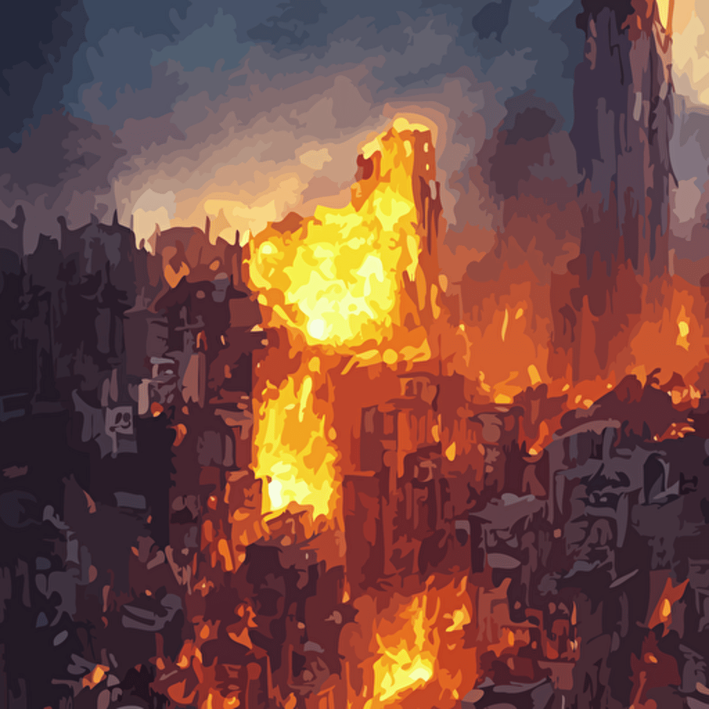 comic book painting burning church jim mahfood unreal engine octane render gigantic unreal engine 3d octane render brilliantly coloured ultra wide angle trending artstation soft light beams sunlight dust dust speckles volumetric lighting hdr polished micro details ray tracing 8k