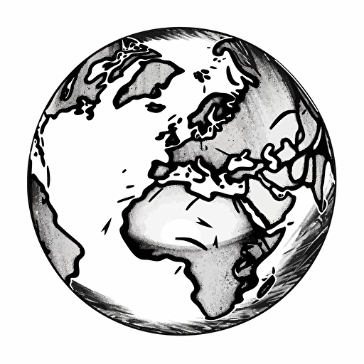graffiti black and white vector drawing of the earth