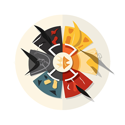 Minimalistic round war table in a logo style,geometric shapes, include softness and unity, top view, vector, cartoon style, white background