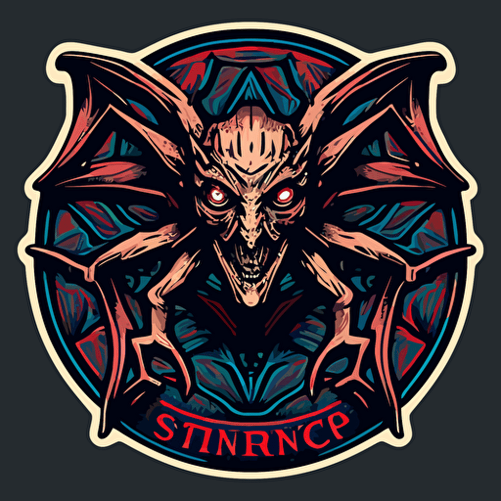 demogorgon from stranger things, simple art, 2d, flat, sticker, vector style