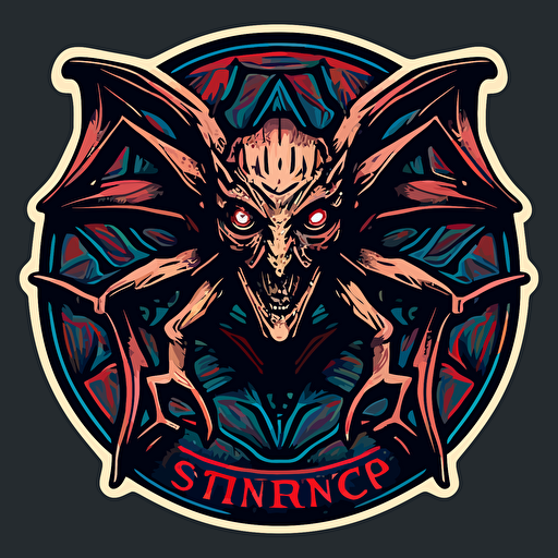 demogorgon from stranger things, simple art, 2d, flat, sticker, vector style