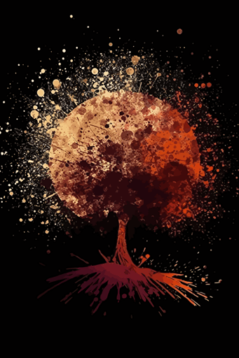 A single tree in the center, abstract vector art