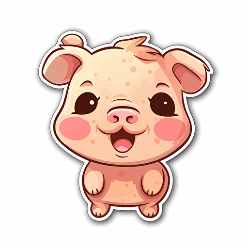 Kawaii cute piggy sticker vector art, white background