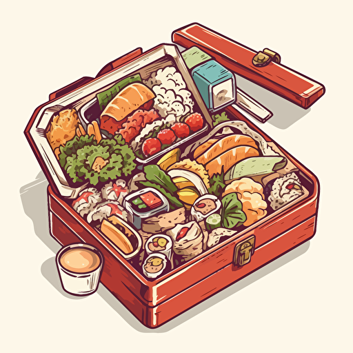 bento box, vector art, white background