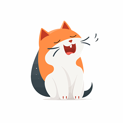 simple cute embarrassed cat logo design, vector, flat 2d, company logo, singing style