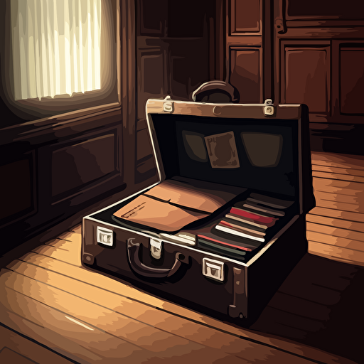 illustration of a briefcase on the floor. founders, businessmen, excecutives. vector, moody, contrasting shadows.