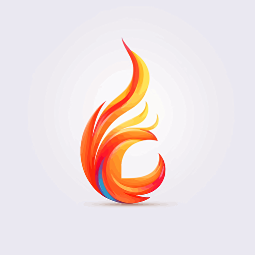 Create a minimalistic vector illustration of a flame on a white background, incorporating the letter "E" seamlessly within the design of the flame itself.