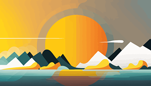 sunrise, painted as shapes, abstract, minimal, low detail, vector art,